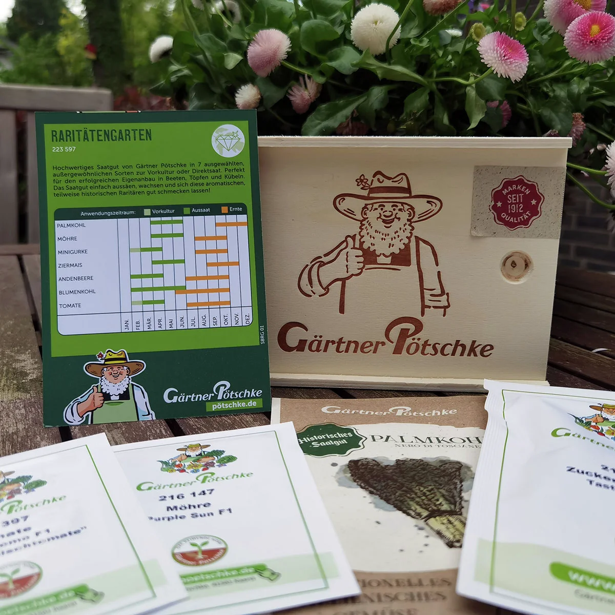 Saatgut-Holzbox Raritätengarten Saatgut-Holzbox Raritätengarten
