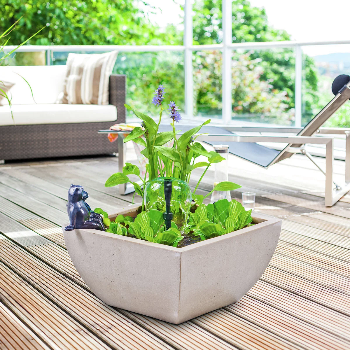 Wassergarten, Miniteich-Komplett-Set mit Pumpe, creme-weiss Wassergarten, Miniteich-Komplett-Set mit Pumpe, creme-weiss