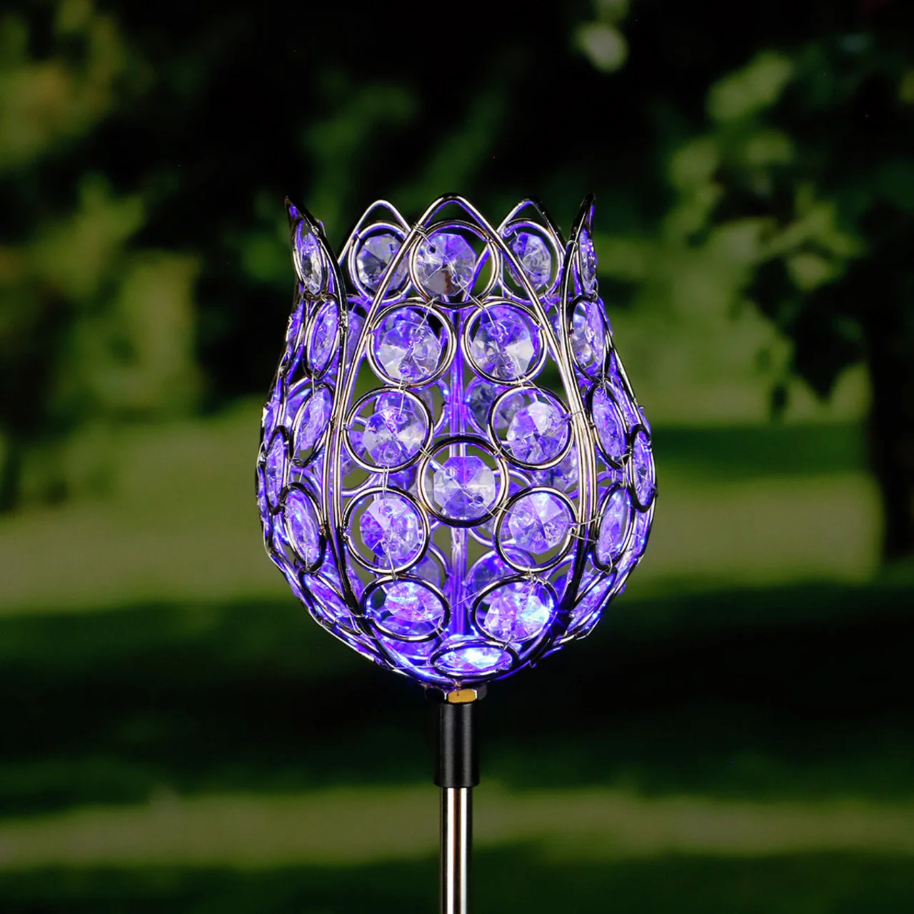 Solar-Gartenstecker Kristallblume, 2er-Set