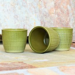 3er-Set Keramik-Übertöpfe 6cm, Grün 