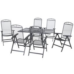 Gartenmöbel-Set Elda mit 6 Klappsesseln und Dining-Tisch, 140x90 cm 