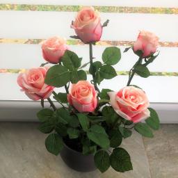 Kunstpflanze Rose, pink-creme 