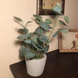 Kunstpflanze Eukalyptus im grauen Steintopf, 30 cm 