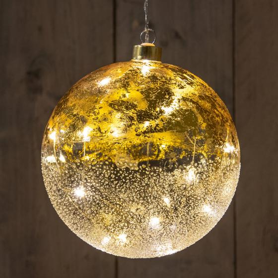 LED-Glaskugel mit Sternen, 15 cm, gold
