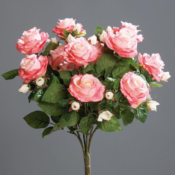 Kunstpflanze Rosenstrauß Romance, rosé
