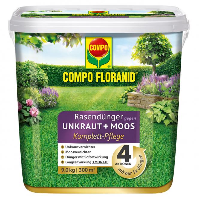 Floranid Rasendünger gegen Unkraut + Moos, 9 kg