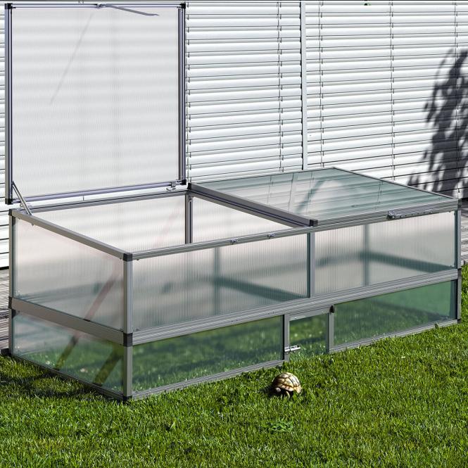 Schildkröten- Unterbau für Frühbeet 210, 91cm x 205cm x 26cm, silber