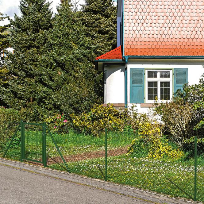 Maschendrahtzaun als Zaun-Komplettset, zum Einbetonieren , grün , Höhe 125 cm , Länge 75 m