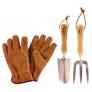 Gartenwerkzeug-Set, Hobbygärtner, Eschenholzstiel, Edelstahl, mit Lederhandschuhen | #2