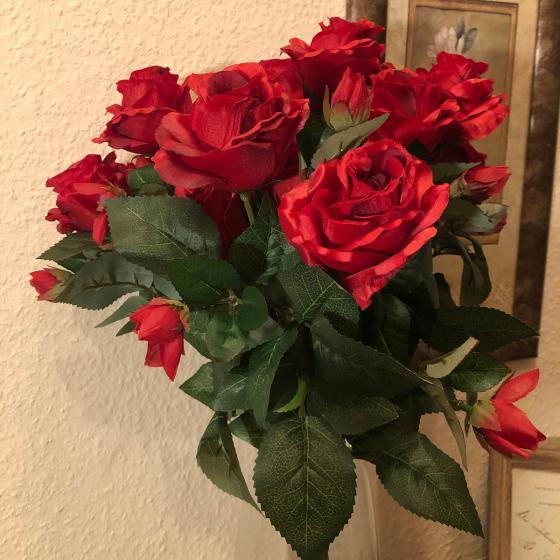 Kunstpflanze Rosenstrauß Romance, rot
| #3