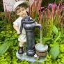 Gartenfigur Anneliese mit bepflanzbarrem Eimer und Anton am Brunnen mit LED Beleuchtung | #4