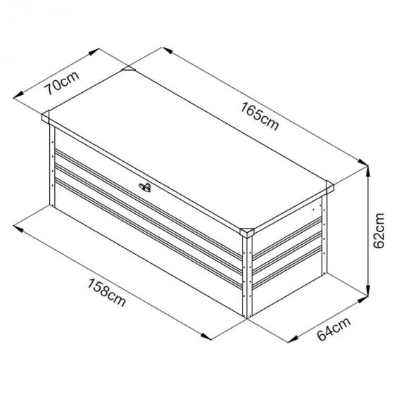 Auflagenbox Mega XXL, mit Bodenplatte, abschließbar, Volumen 600 Liter
| #7