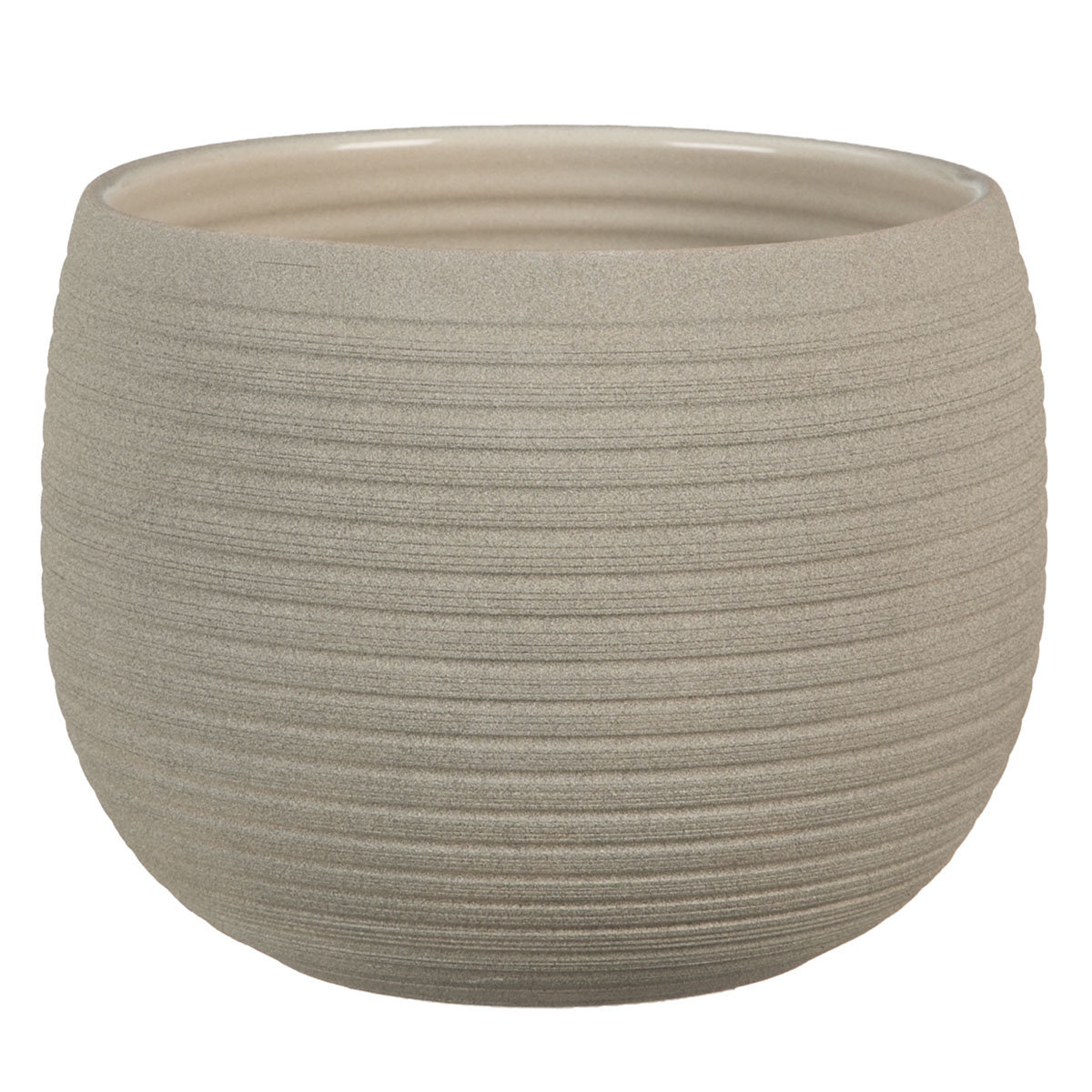 Keramik-Übertopf, rund, 15,5x21x21 cm, Taupe Stone
