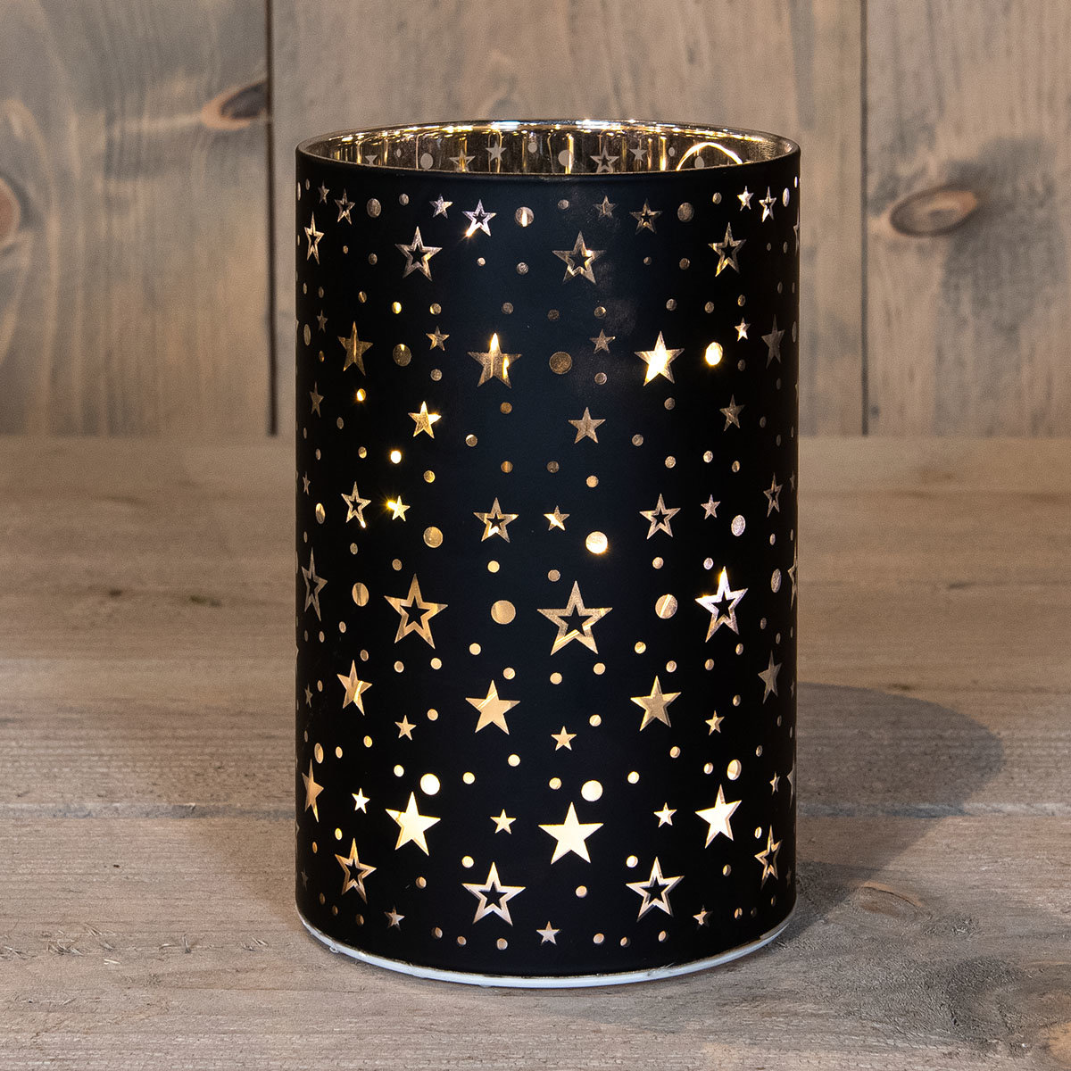 LED-Glas mit Sternen, 10x15 cm, schwarz
