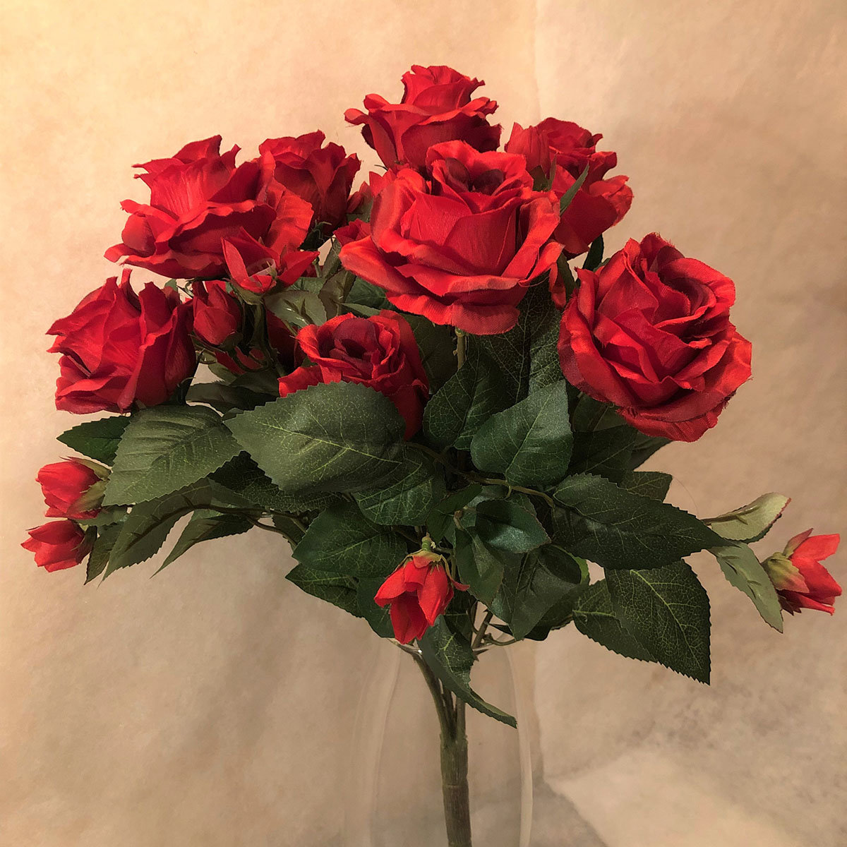 Kunstpflanze Rosenstrauß Romance, rot
