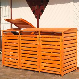 Mülltonnenbox Vario III für 3 Tonnen, honigbraun 
