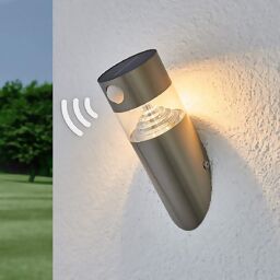 Solar-LED-Wandlampe Kalypso mit Bewegungsmelder, 21,3x7,6x7,6 cm, Edelstahl, silber 
