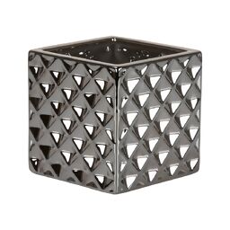 Übertopf Titanium Silver Cube, 15 cm, Silber 