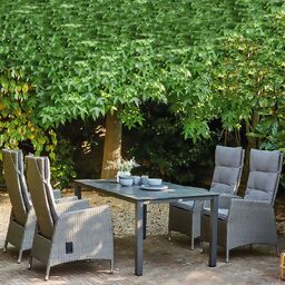 Gartenmöbel-Set Padova mit 4 Dining-Sesseln (mit Kissen) und 1 Loft-Tisch 