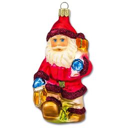 Christbaumschmuck - Weihnachtsmann mit Laterne, 10 cm, mundgeblasen 