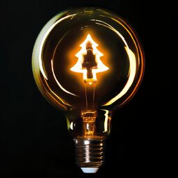 Retro LED-Dekolampe mit Weihnachtsbaum, 13,5x9,5 cm 
