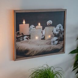 LED-Bild Kerzen, 4 LEDs, Leinwand, 48x38 cm 