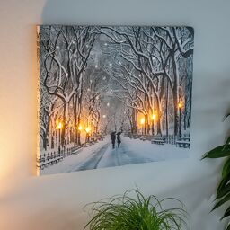 LED-Bild Park im Schnee, 5 LEDs, 38x48 cm 