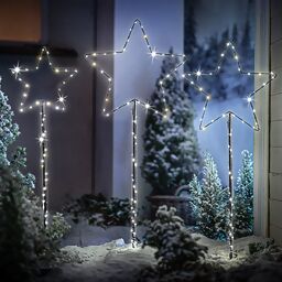 LED-Gartenstecker Sternenglanz 3er-Set 