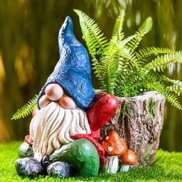 Gartenzwerg-Figur mit Pflanztopf, sitzend 