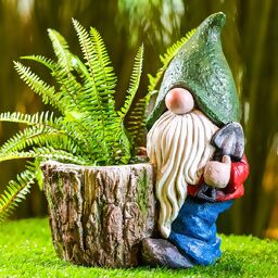 Gartenzwerg-Figur mit Pflanztopf, stehend 