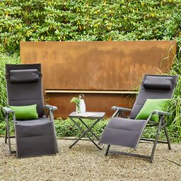 Gartenmöbel Premium-Set 4tlg. mit 2 Relaxsesseln, Hocker & Tischplatte 