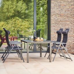 Gartenmöbel Premium-Set 5tlg. Mit 4 Sesseln und Tisch 160x90cm 