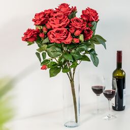 Kunstpflanze Rosenstrauß Romance, rot 