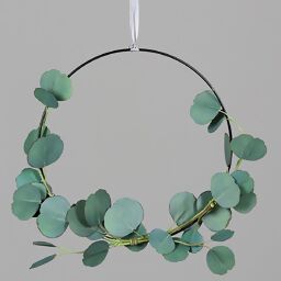 Kunstpflanze Eukalyptus auf Metallring gebunden, 35 cm 