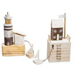 Treibholz-Leuchtturm und Haus, 2er-Set 