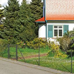 Maschendrahtzaun als Zaun-Komplettset, mit Einschlagbodenhülse , anthrazit-metallic , Höhe 150 cm , Länge 25 m 