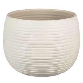 Keramik-Übertopf, rund, 12x16x16 cm, Cream Stone 