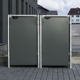 Mülltonnenbox 140l Kunststoff, 2er Box, grau 