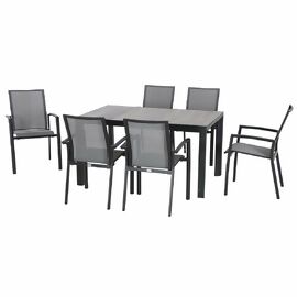 Gartenmöbel-Set Velia mit 6 Dining-Sesseln und Dining-Tisch, 140x90 cm 