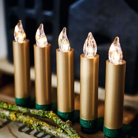 Christbaumkerzen SuperLight Mini Flame, 12er Basis-Set, gold 