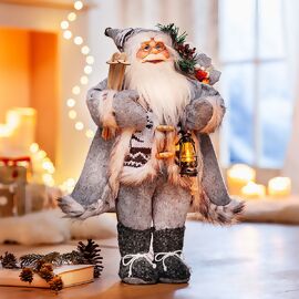 Deko-Weihnachtsmann Lennart mit LED-Laterne 