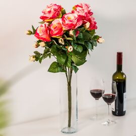 Kunstpflanze Rosenstrauß Romance, rosé 