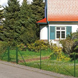 Maschendrahtzaun als Zaun-Komplettset, zum Einbetonieren , grün , Höhe 80 cm , Länge 40 m 