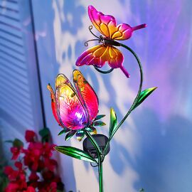 Solar-Gartenstecker Blume, pink 