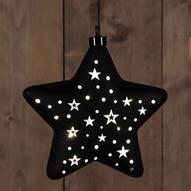 LED-Glasstern mit Sternen, 19 cm, schwarz 