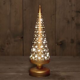LED-Glasbaum mit Sternen, 9 cm x 30 cm, gold 