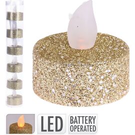 LED Teelichter 6er-Set, gold-glitzer 