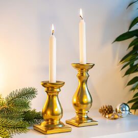 Keramik Kerzenhalter Jule, gold matt, groß 