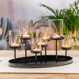 Kerzenhalter mit Glas für 7 Kerzen 