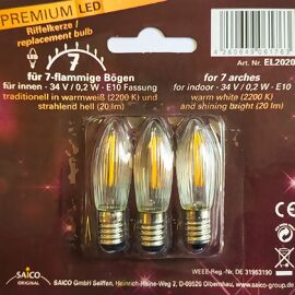 Premium LED-Riffelkerze für 7-flammige  Lichterbögen 3er-Set 